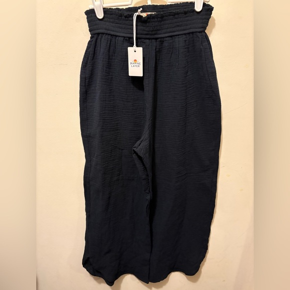 NWT Marine layer Corrine wide leg cotton gauze pant black size medium - Picture 3 of 10